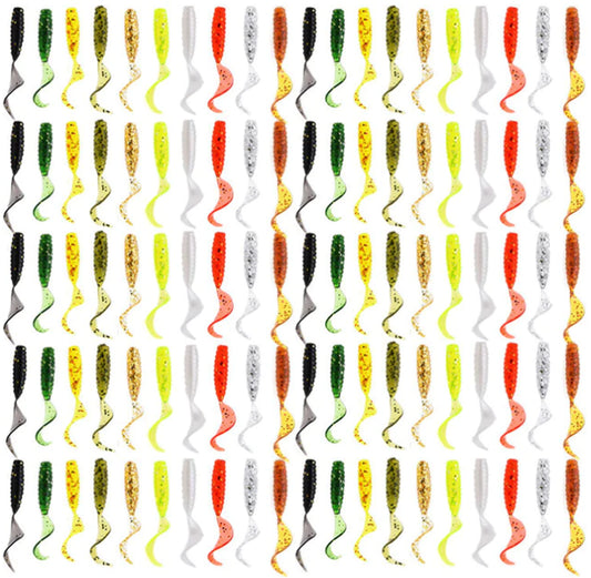 100X 40mm Curly Tail Grub Worm LRF Lures