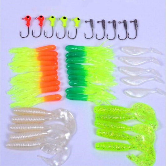45 Piece Curly Tail Grub Worm Set