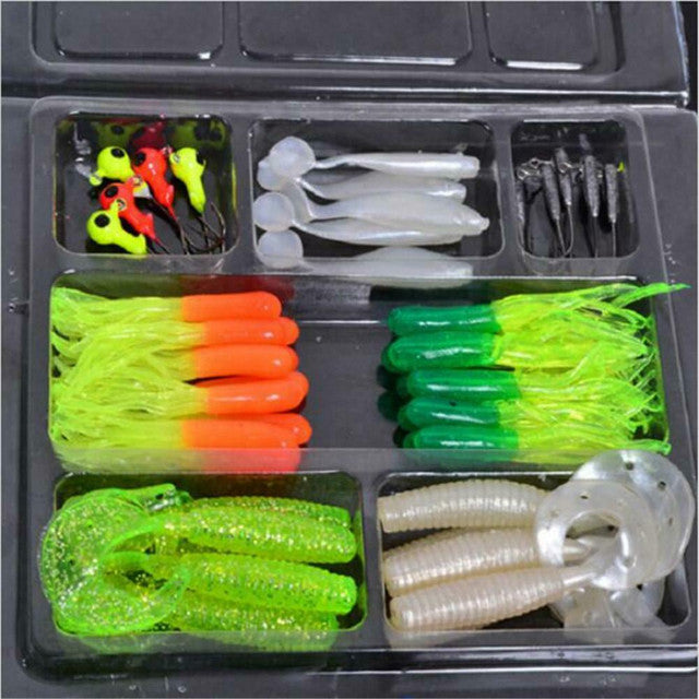 45 Piece Curly Tail Grub Worm Set