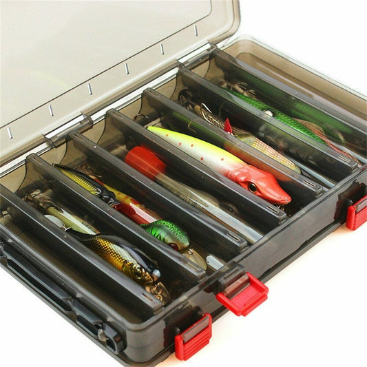 Double Layer Fishing Lure Tackle Storage Box Visible Waterproof Case Bait Pike