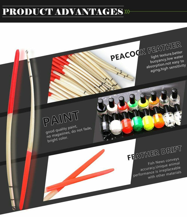 10 Traditional Peacock Quill Floats