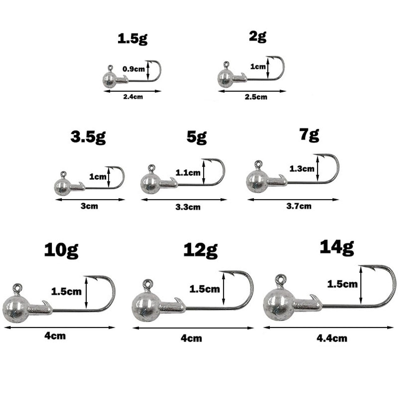 5pcs Round Jig Heads 1.5-14g