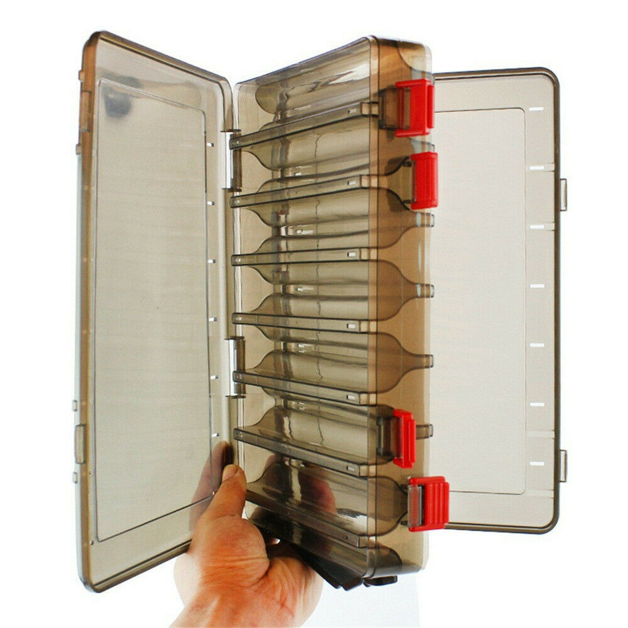 Double Layer Fishing Lure Tackle Storage Box Visible Waterproof Case Bait Pike